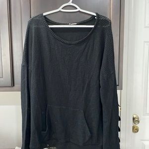 2X waffle sweater with front pockets